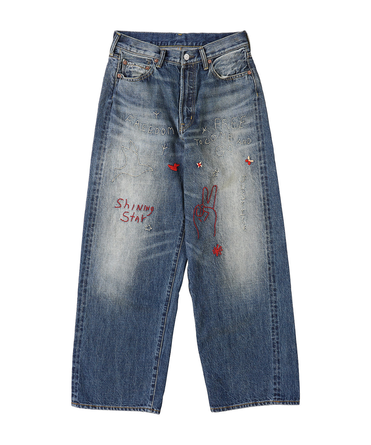 12oz HOME MADE Denim Embroidered Long Pants(LADIES)