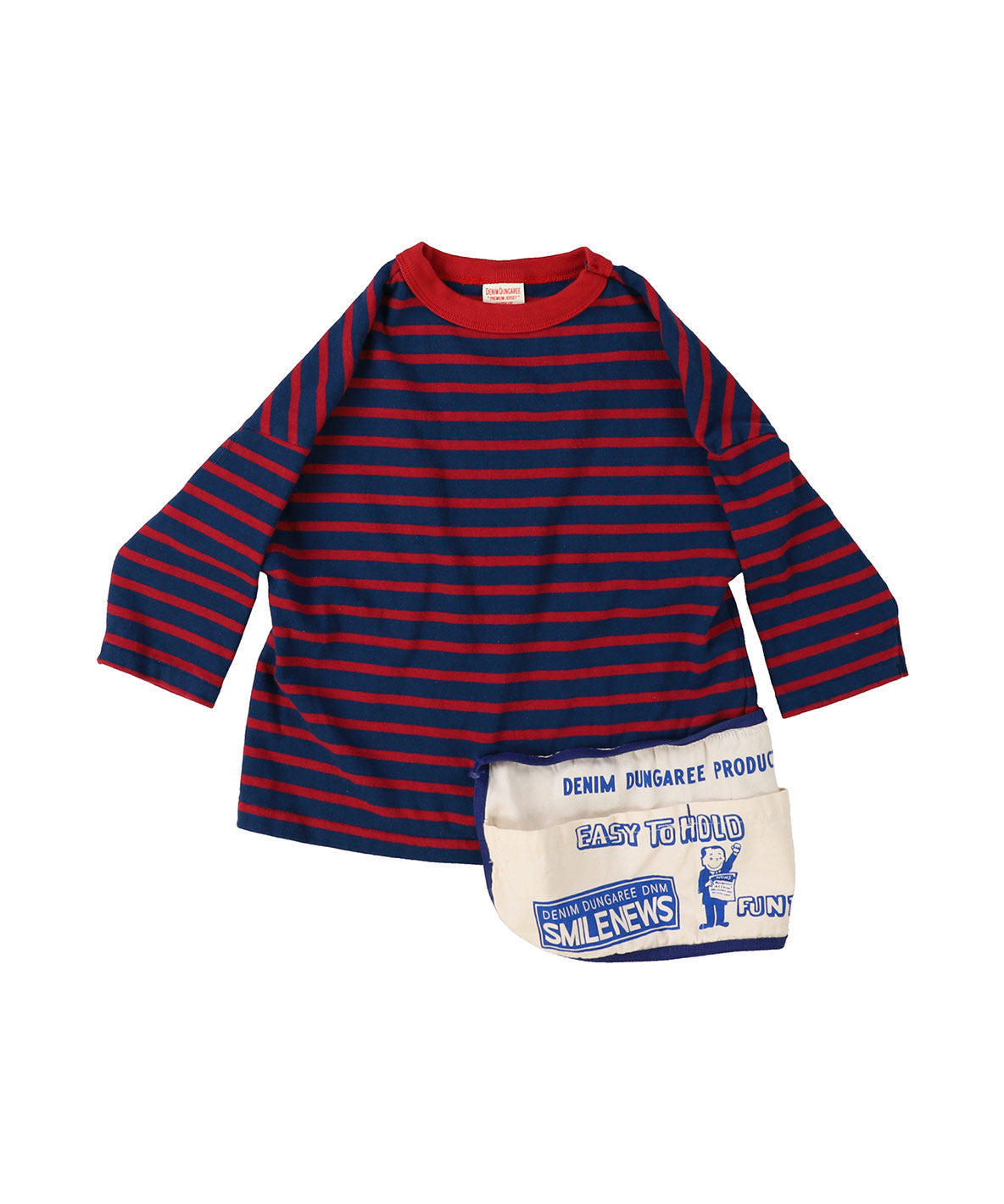 Striped Cotton Jersey Apron L/S Tee