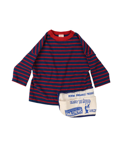 Striped Cotton Jersey Apron L/S Tee