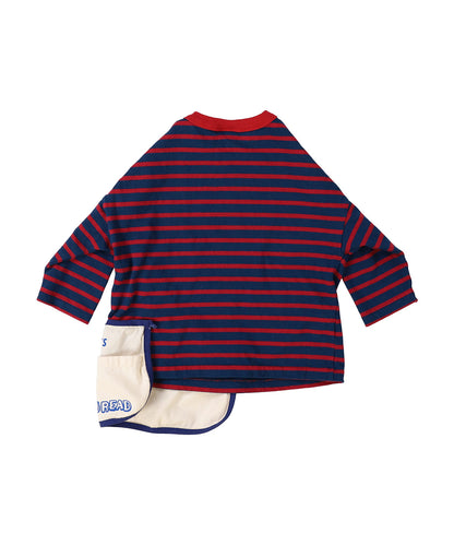 Striped Cotton Jersey Apron L/S Tee
