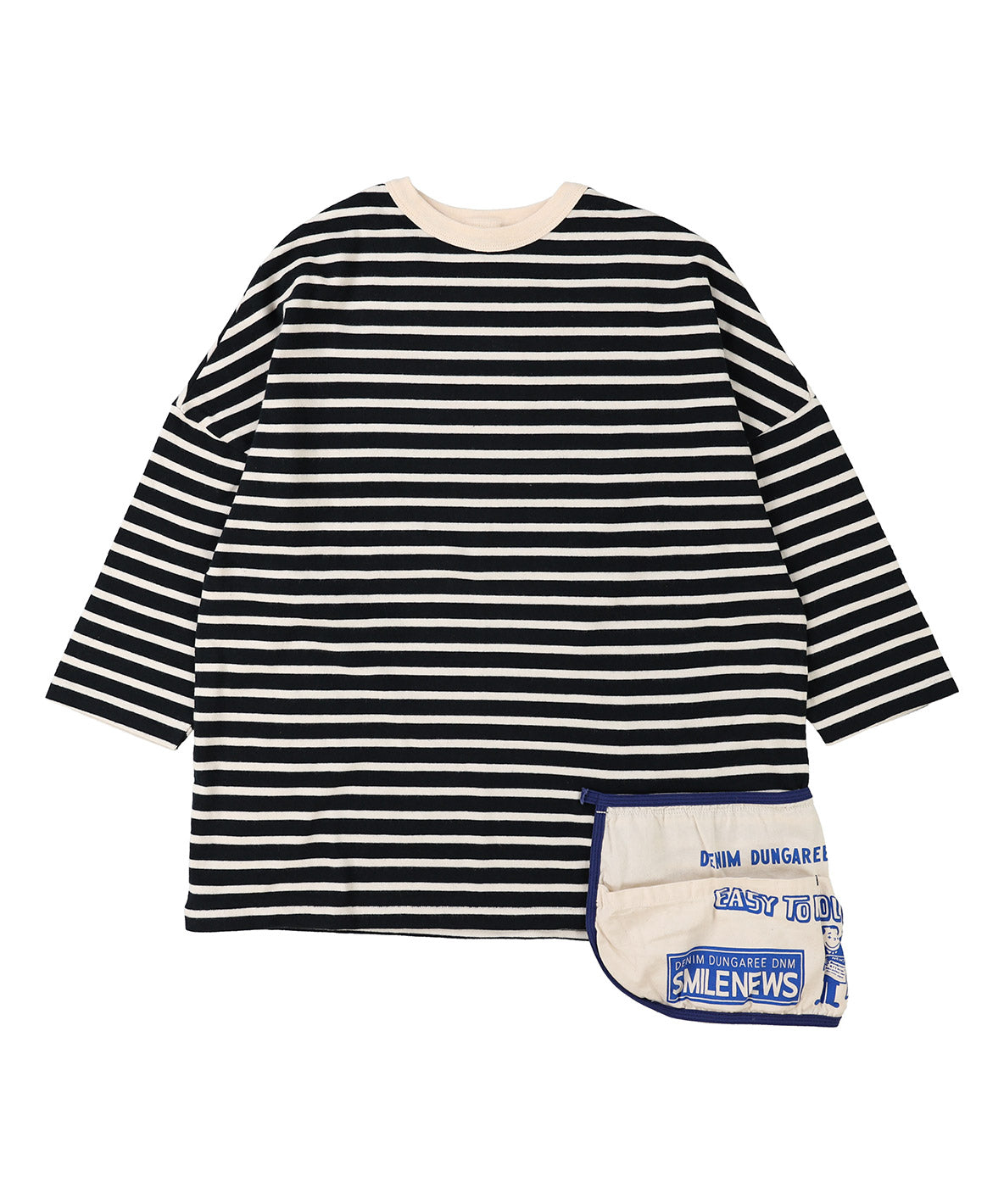 Striped Cotton Jersey Apron L/S Tee(LADIES)