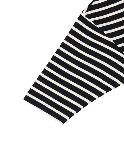 Striped Cotton Jersey Apron L/S Tee(LADIES)