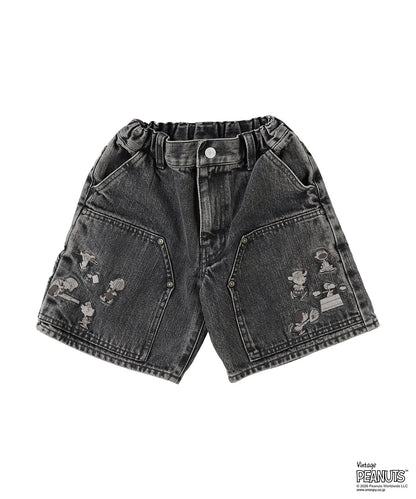 Black Denim SNOOPY Shorts