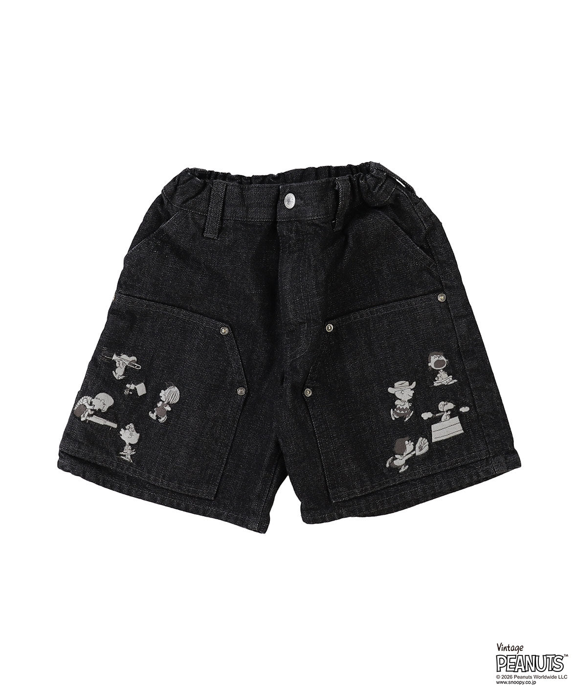 Black Denim SNOOPY Shorts