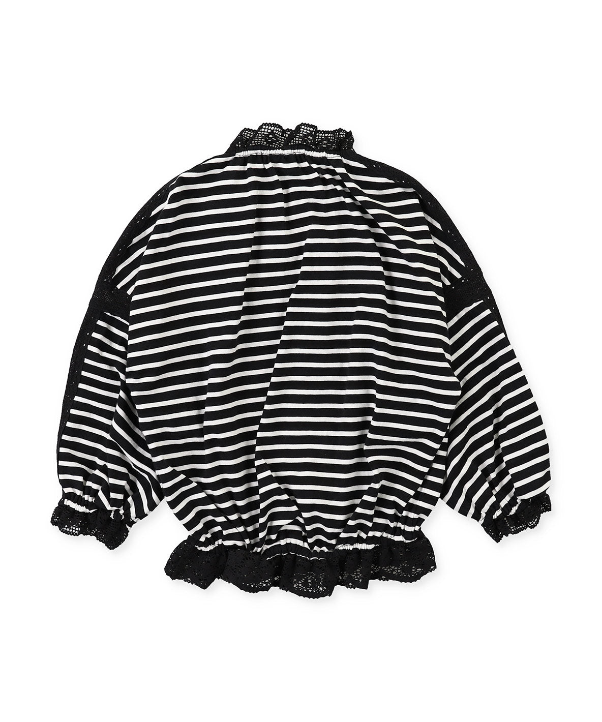 Striped and Lace Smoked Long Sleeve Tee