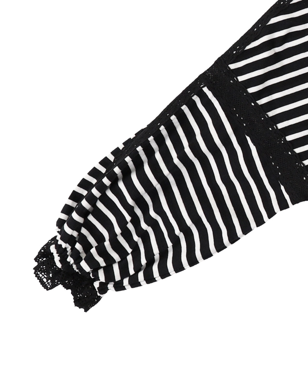Striped and Lace Smoked Long Sleeve Tee