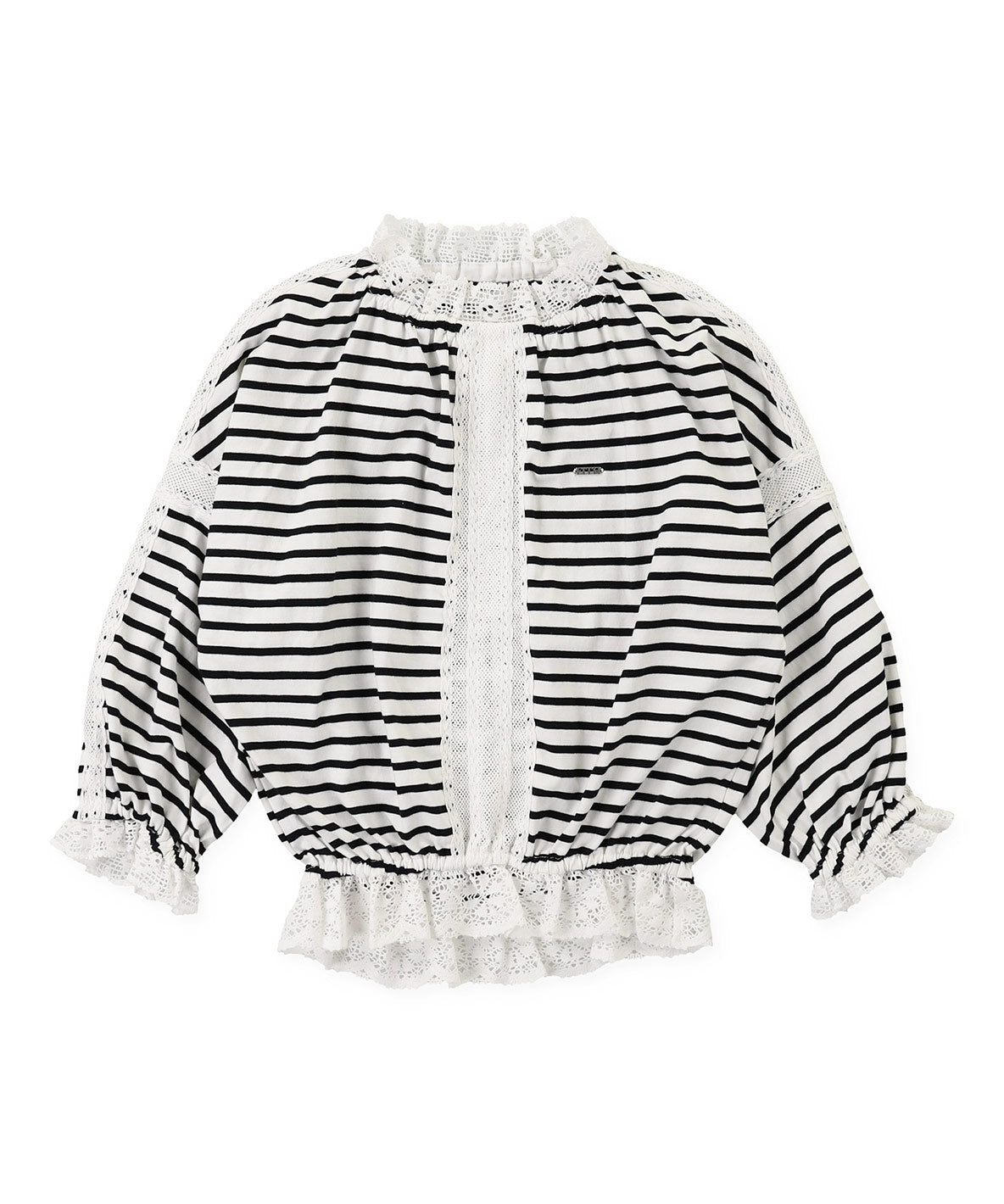 Striped and Lace Smoked Long Sleeve Tee