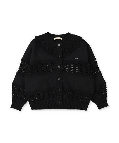 Smooth Cotton Jersey and Knit Cardigan