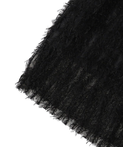 Feather Tulle Long Skirt