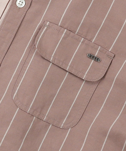 Cotton Linen Weather Striped Shirt Dress
