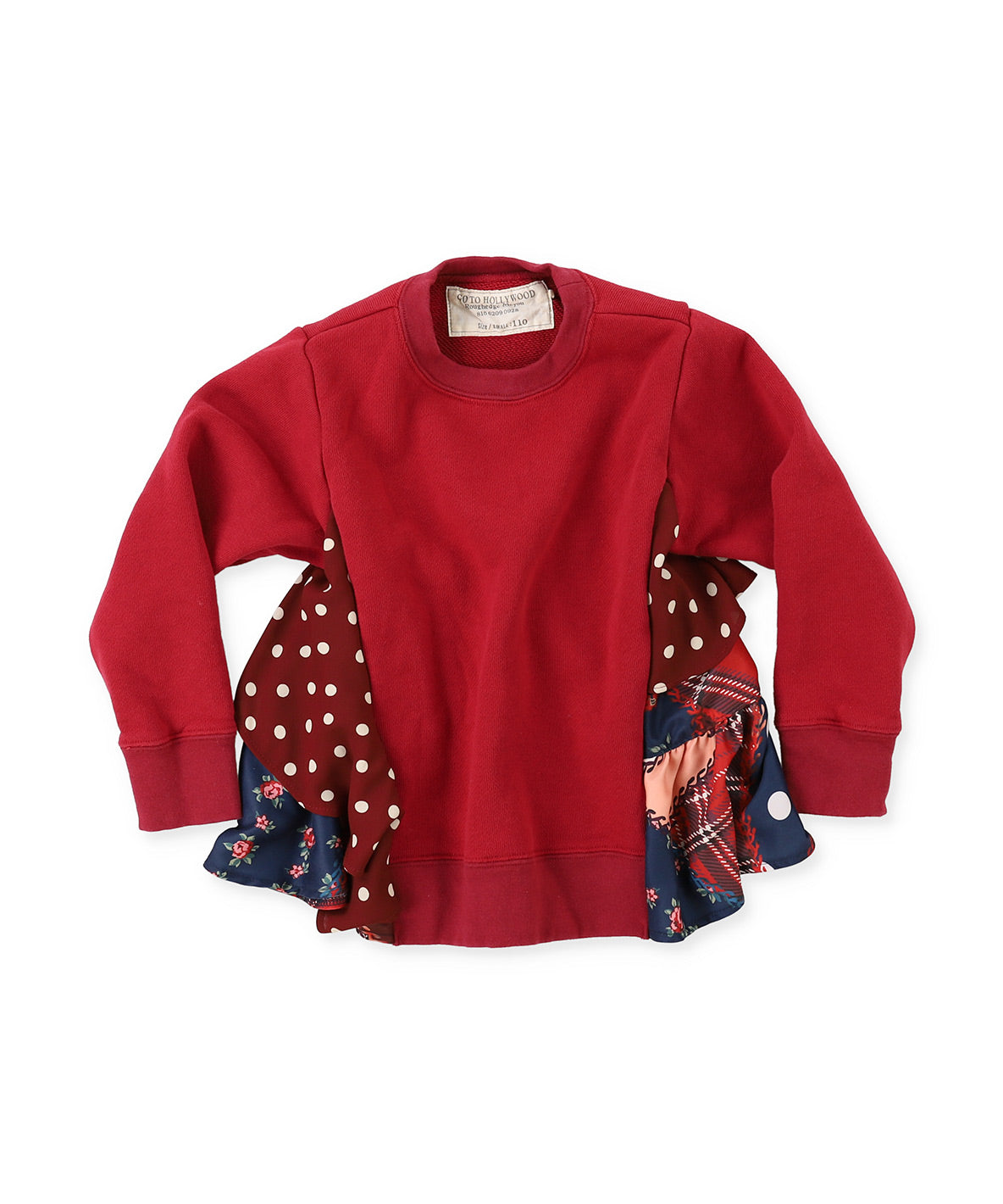 Patchwork Quilted Print Frill Back Sweatshirt
