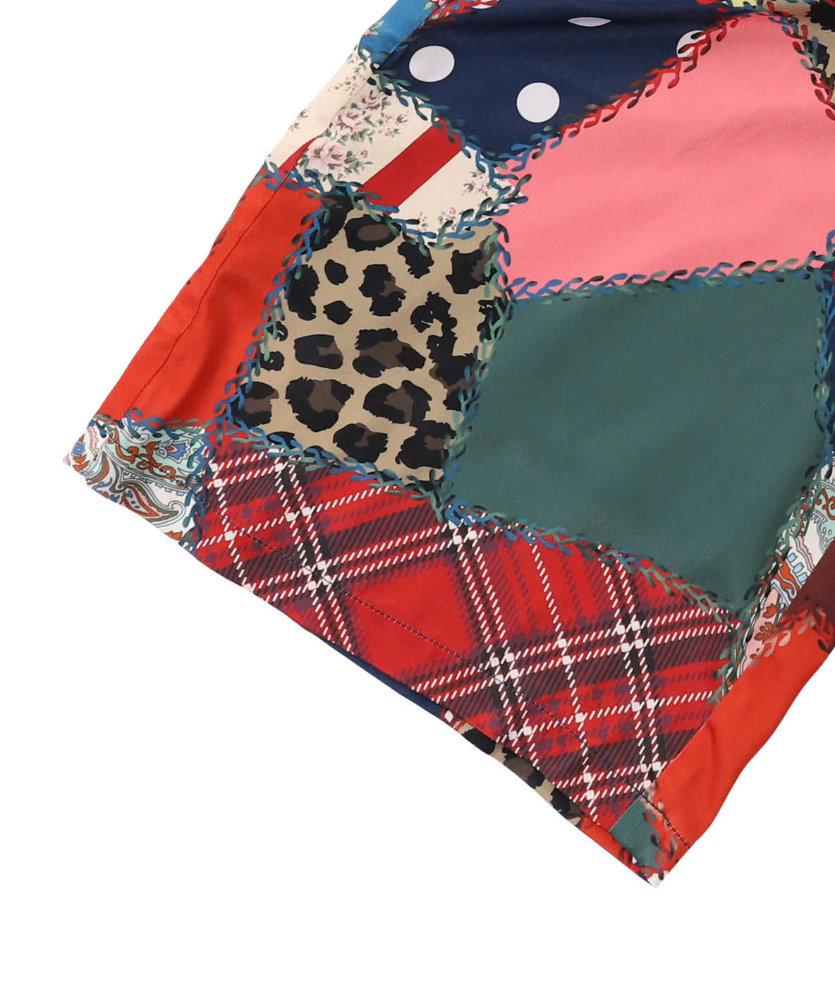 Patchwork Quilted Print Wide Pants