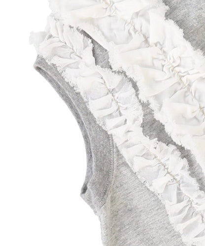 Vintage Cotton Jersey Frill Sleeveless Tee