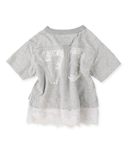 Layered-like Lace Numbering Tee