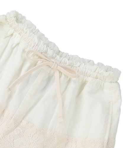 Patchwork Lace Layered-like Wide Pants