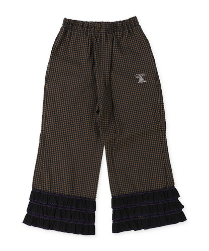 Waffle Gingham Plaid Ruffled Pants
