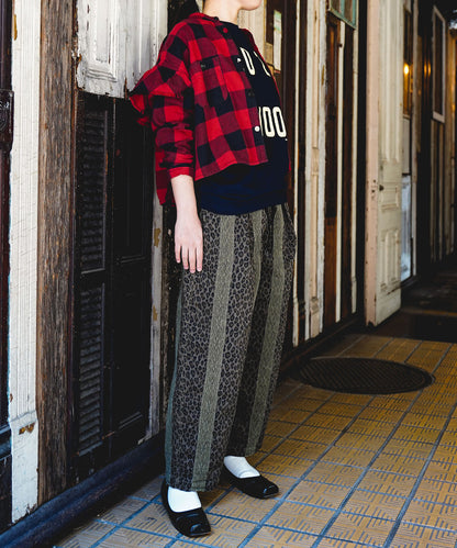 Twill Block Checkered Ruffled Shirt(LADIES)