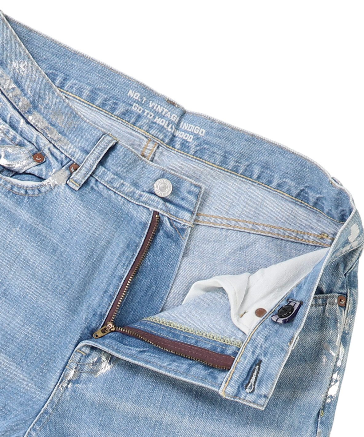 Shiny Denim Loose 5 Pocket Pants(LADIES)
