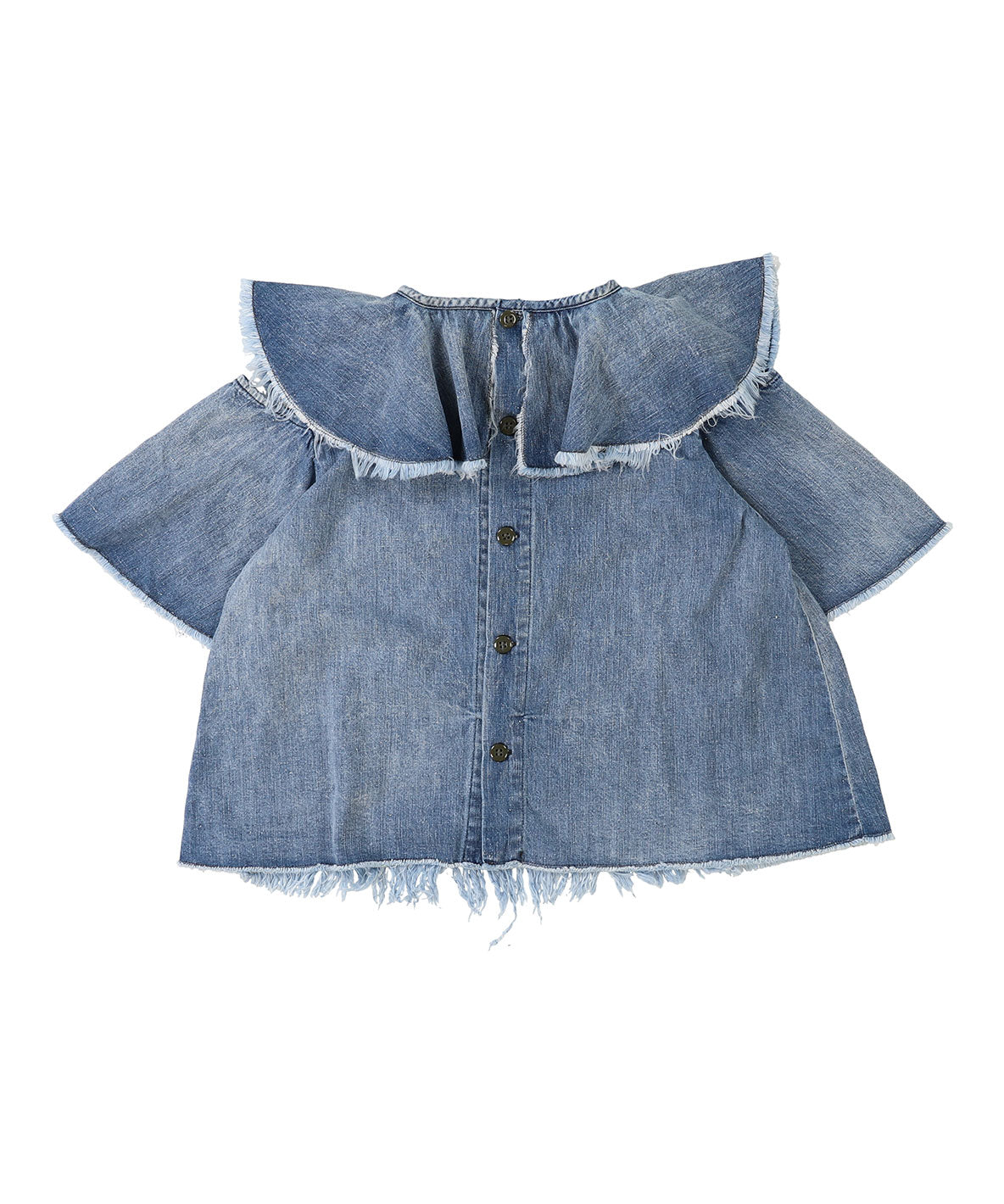 Work Denim Ruffled Blouse(LADIES)