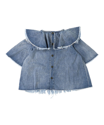 Work Denim Ruffled Blouse(LADIES)
