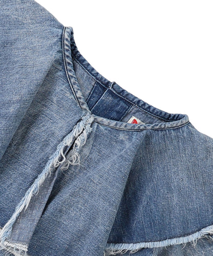 Work Denim Ruffled Blouse(LADIES)