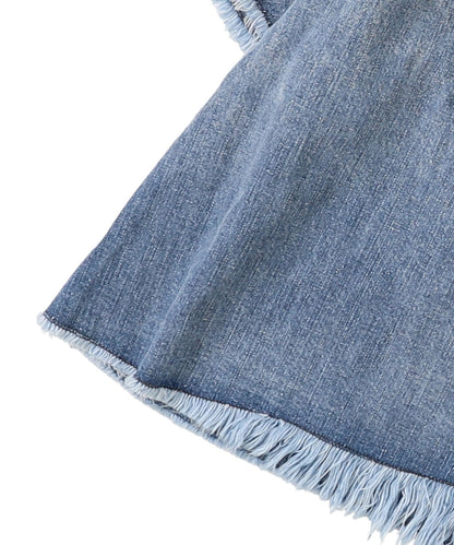 Work Denim Ruffled Blouse(LADIES)
