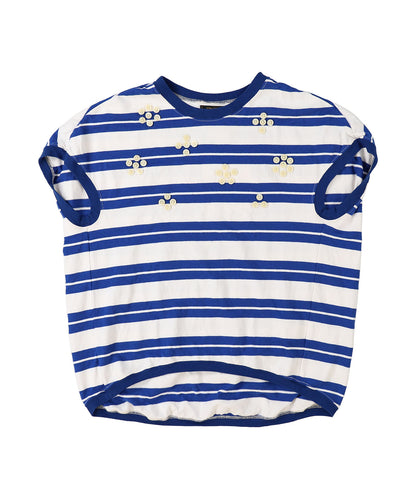 Striped Button Sleeveless Tee(LADIES)