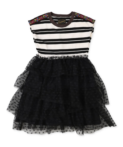 Striped Cotton Jersey Tiered Docking Dress