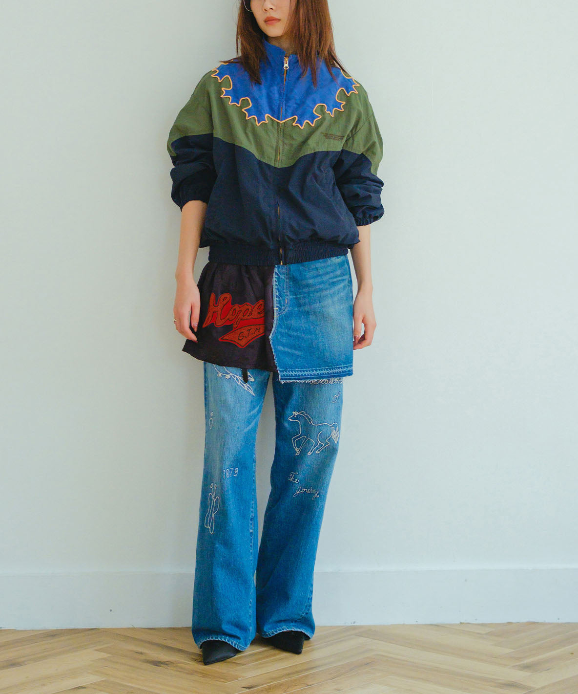 Denim Docking Design Skirt(LADIES)