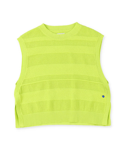 Cotton Striped Side-open Knit Vest
