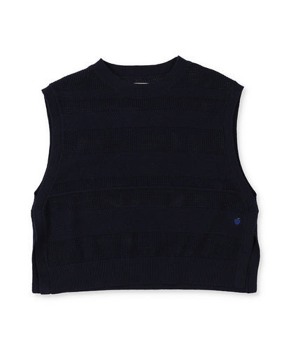 Cotton Striped Side-open Knit Vest