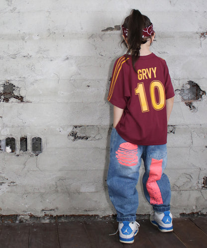 Uneven Denim HAMBURGER Paint Cocoon Pants