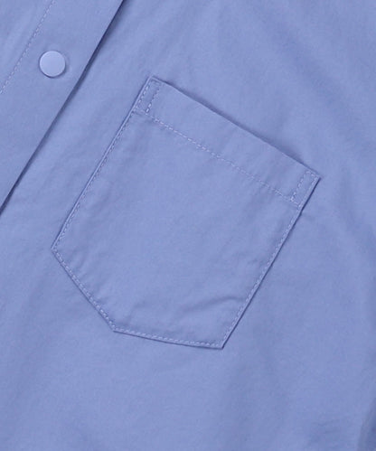 Broadcloth Gathered-sleeve Long Shirt