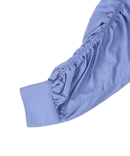 Broadcloth Gathered-sleeve Long Shirt