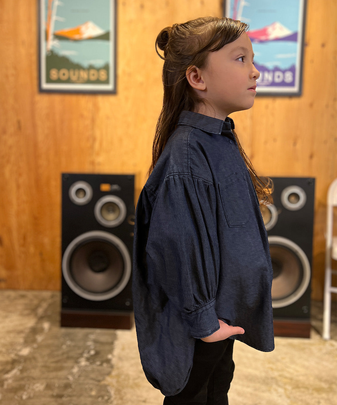 Denim Long Balloon Shirt