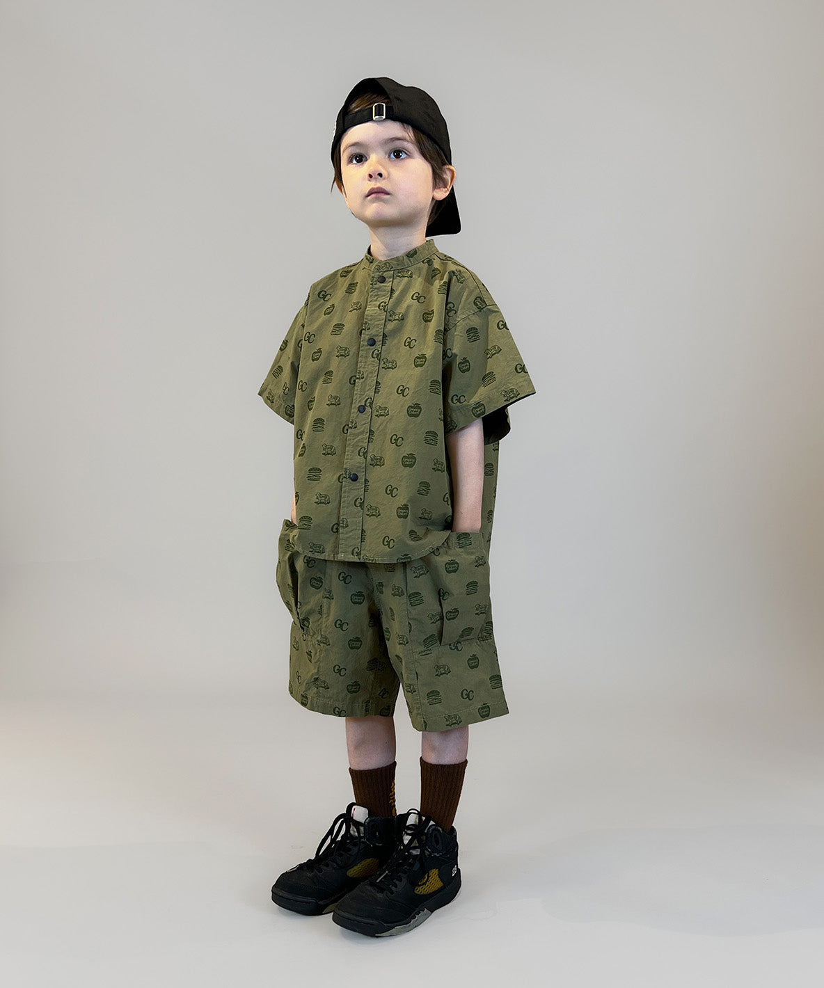 GC Patterned Band Collar Shirt
