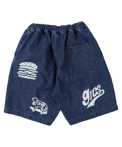 8oz Denim Graffiti Twisted Shorts