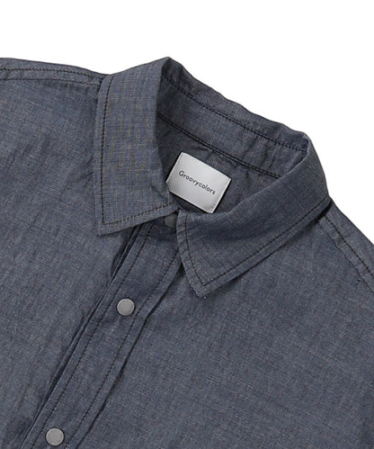 Indigo Sheer Denim Wide Shirt