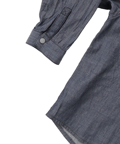 Indigo Sheer Denim Wide Shirt