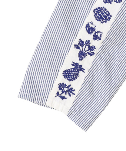 American Cotton Seersucker Line Embroidered Pants