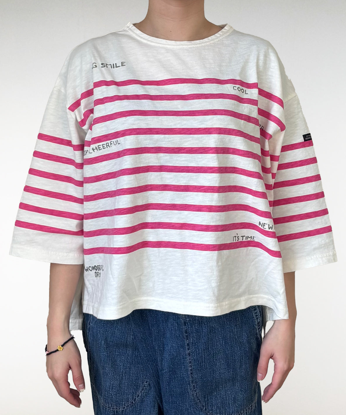 Cotton Jersey Striped and Printed Tee