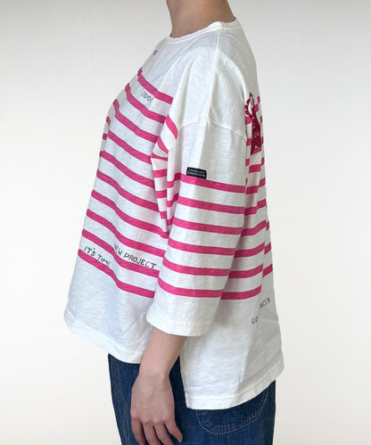 Cotton Jersey Striped and Printed Tee