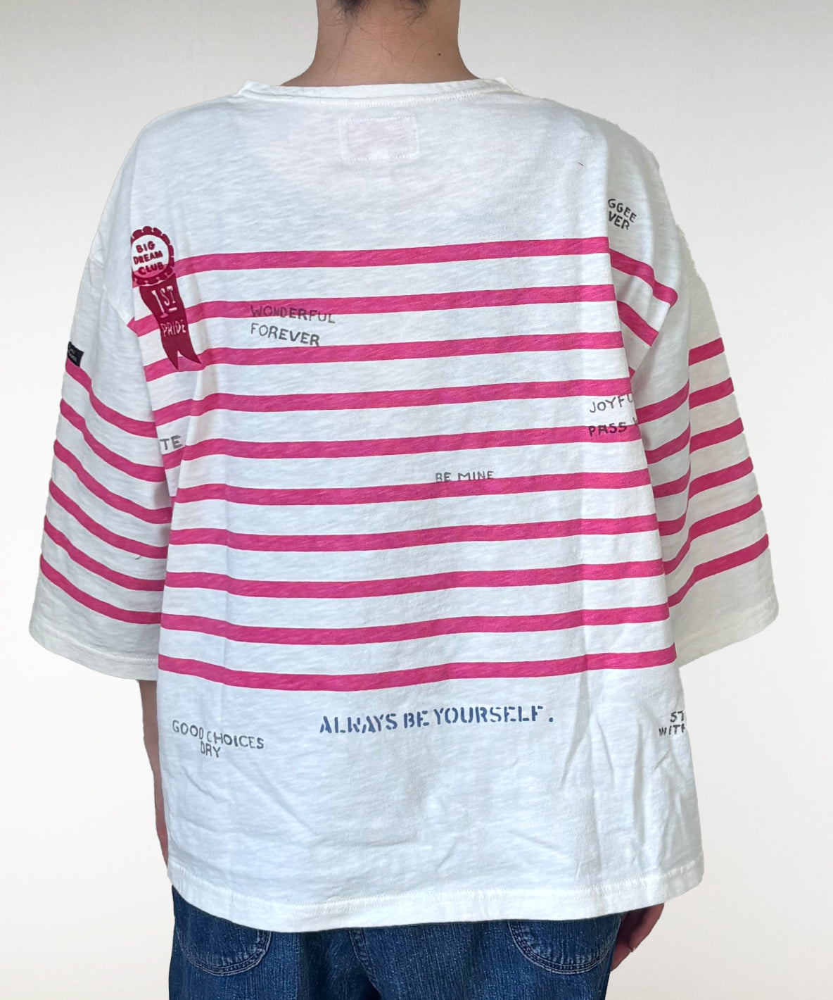 Cotton Jersey Striped and Printed Tee