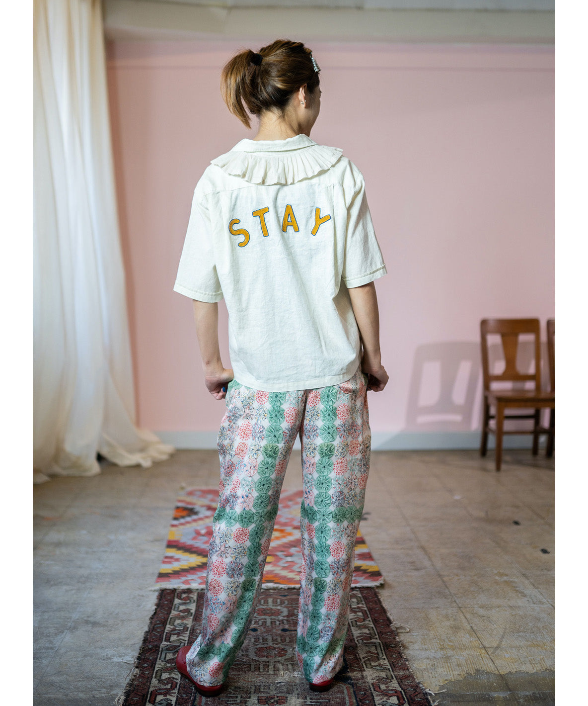 Antique Yo-yo Print Pants