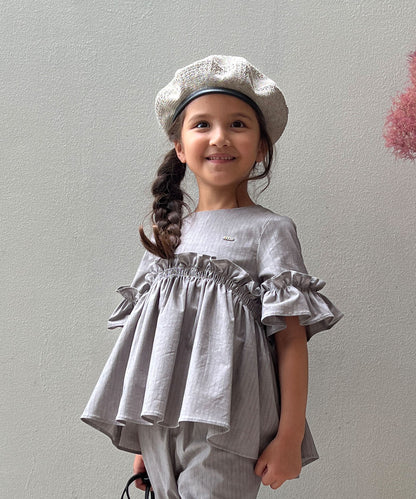 BACKLASH Linen Frill Blouse
