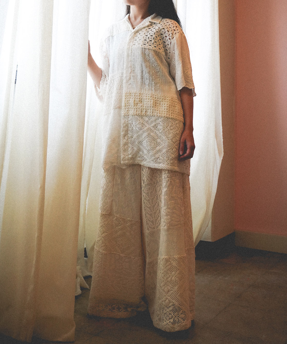 Patchwork Lace Layered-like Wide Pants