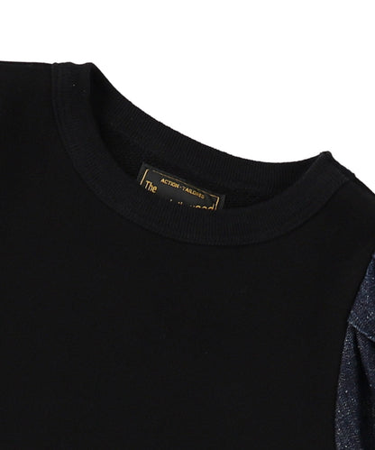 Vintage Fleece Denim Balloon-sleeve Sweat Dress