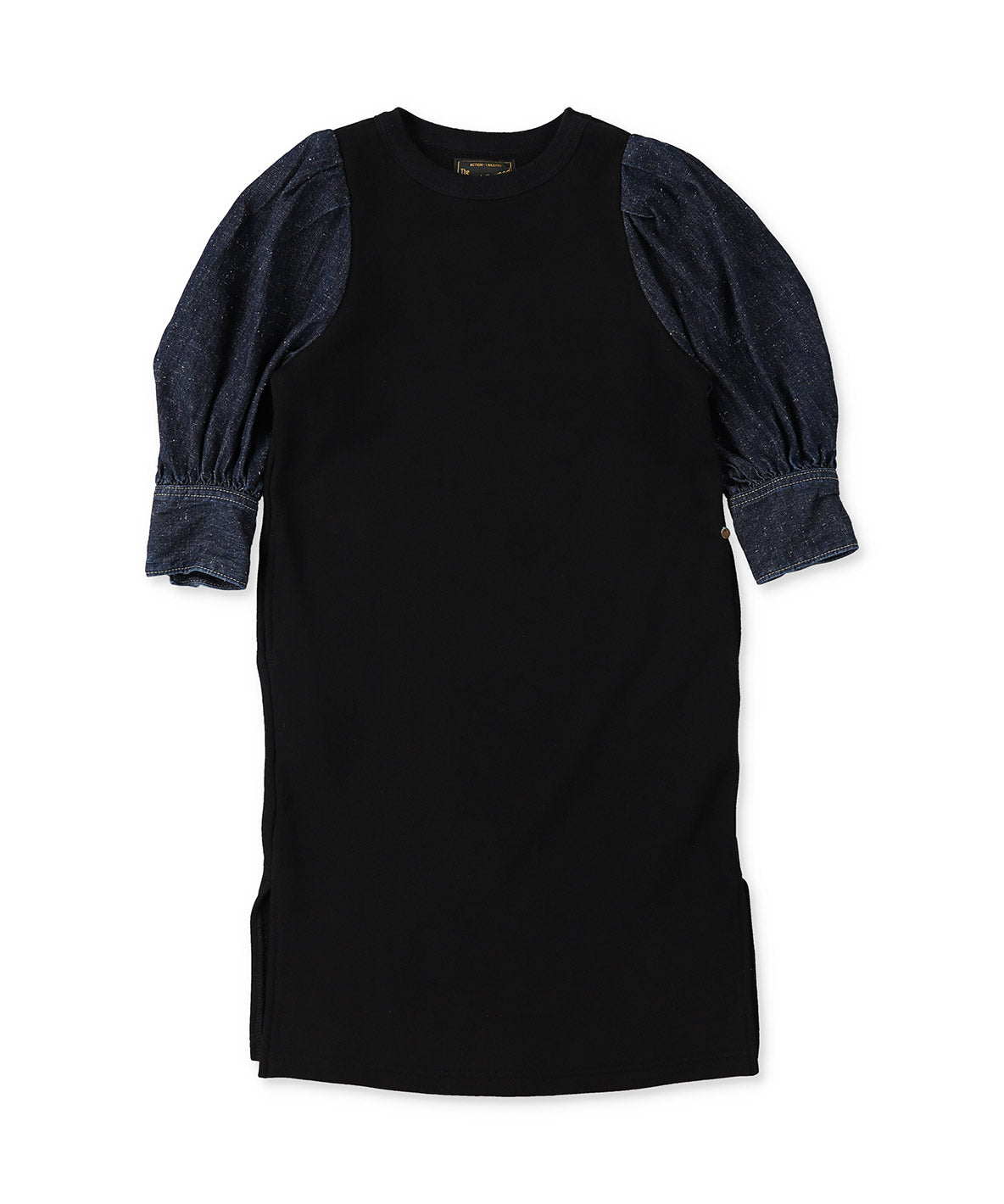 Vintage Fleece Denim Balloon-sleeve Sweat Dress