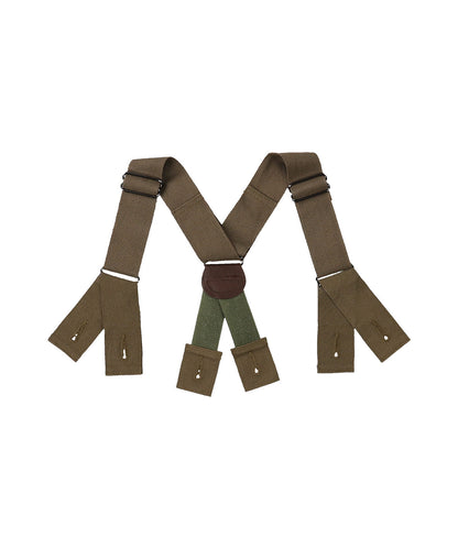 Tweed Glencheck  Suspenders Pants