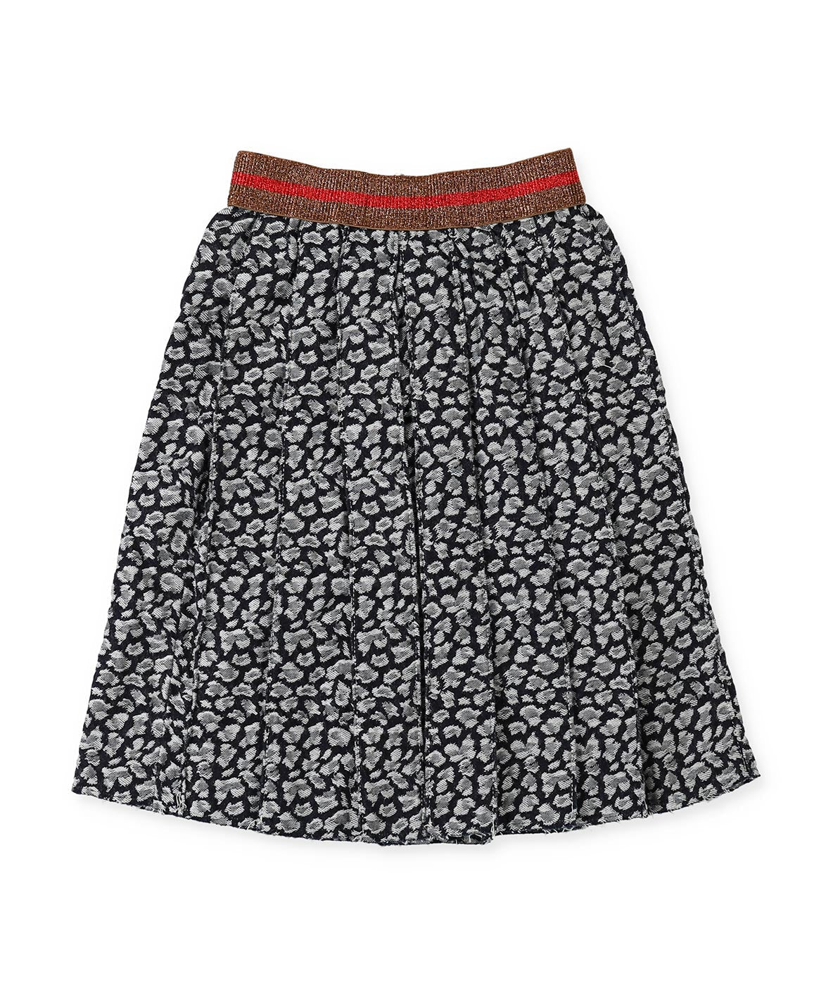 Indigo Leopard Pleats Skirt